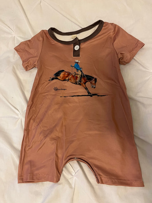Beige/brown Bronc onesie (boys)