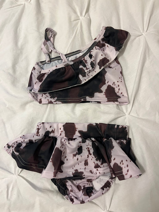 Brown/black cowhide swimsuit